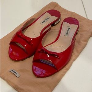 AUTHENTIC Miu Miu Red Sandals with Crystals EU38